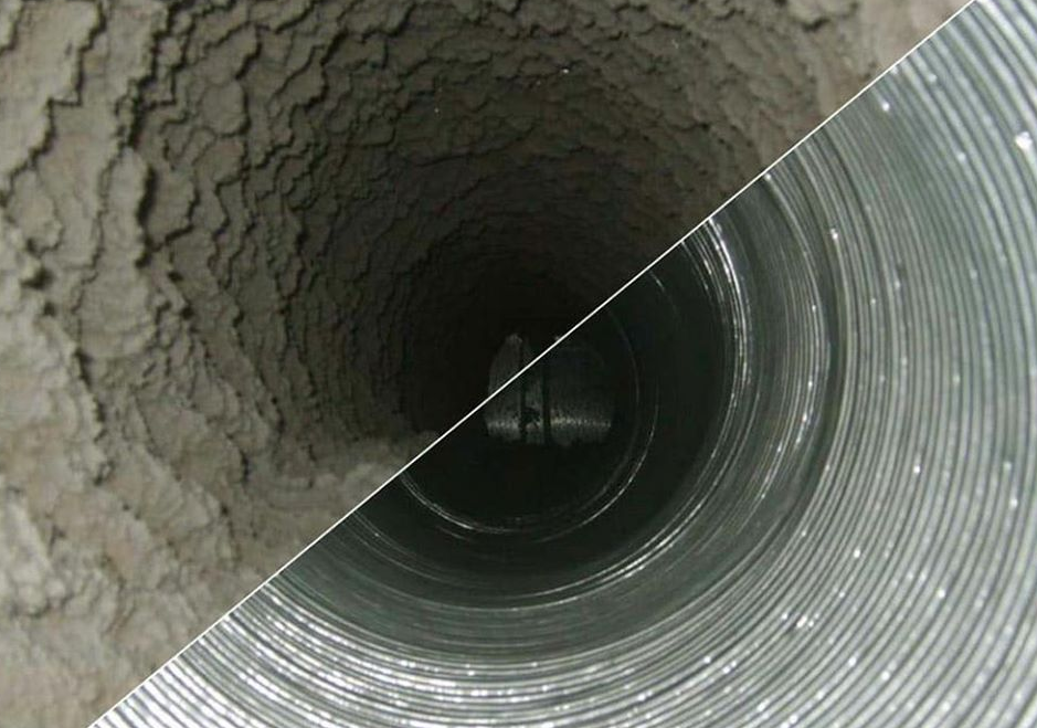 Professional air duct cleaning before and after comparison in Houston TX
