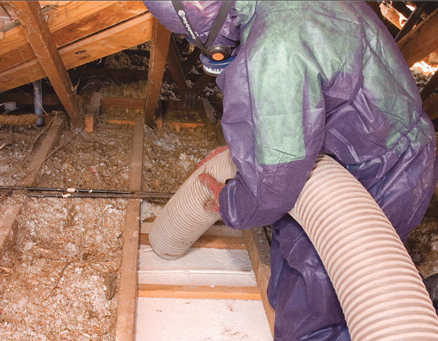 Professional attic insulation removal using vacuum system in Houston TX